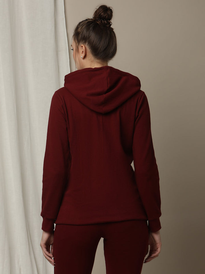 Maternity & Nursing Hooded Jacket with Zipper- Burgundy