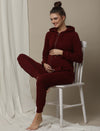 Maternity & Nursing Hooded Jacket with Zipper- Burgundy