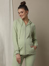 Maternity & Nursing Hooded Jacket with Zipper- Green