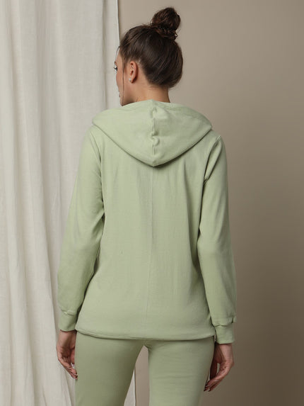 Maternity & Nursing Hooded Jacket with Zipper- Green