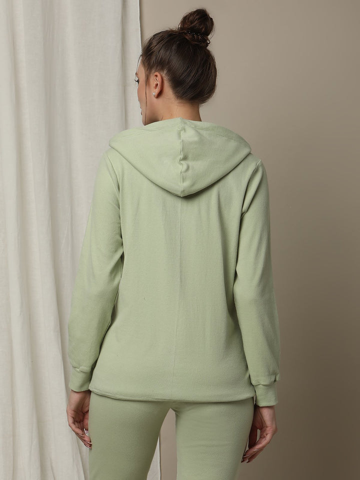 Maternity & Nursing Hooded Jacket with Zipper- Green