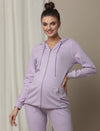 Maternity & Nursing Hooded Jacket with Zipper- Purple