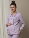 Maternity & Nursing Hooded Jacket with Zipper- Purple