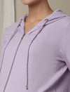 Maternity & Nursing Hooded Jacket with Zipper- Purple