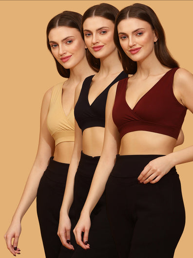 Full-coverage Wireless Maternity & Feeding Bra (pack of 3)- BNW