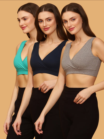 Full-coverage Wireless Maternity & Feeding Bra (pack of 3)- GBG