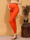Maternity cotton high-rise leggings- Orange